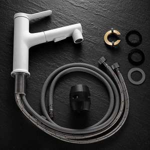 Rubinetto per Lavabo in Plastica-Acciaio, Monocomando Estraibile con 3 Funzioni, Miscelatore Acqua Calda e Fredda per Appartamenti in Affitto - Product Image 6