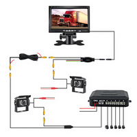 Monitor de 7 Pulgadas con Sensor de Estacionamiento, 2 Cámaras, 4 Radares y Sistema de Video para Camiones de Bomberos, Autobuses Escolares y Vehículos Comerciales