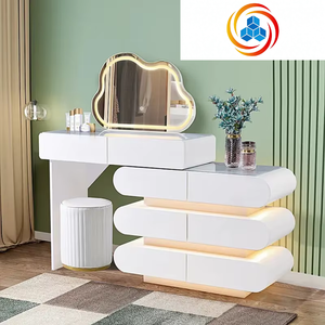Tocador de Madera de Estilo Europeo Moderno con Espejo Iluminado y Herrajes Duraderos de Acero Inoxidable para Uso en Dormitorios de Hotel, Color Personalizable - Product Image 3