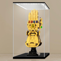 Vitrine en acrylique pour objets de collection avec éclairage LED, alternative à la boîte de présentation LEGO avec base noire, vitrine de rangement pour figurines