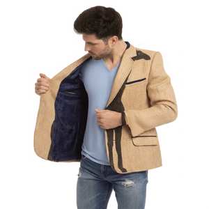 Blazer homme en toile de jute bleu motif crâne, style streetwear, éco-responsable, sur mesure, cadeau pour lui - Product Image 1