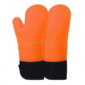 Extra Long Professional Heat Resistant <b>Silicone</b> Mitt Kitchen Cooking Pot Holders <b>Silicone</b> Oven Mitt with Quilted Liner - Product Image 3