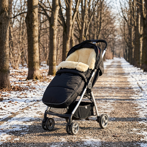 Sacco nanna invernale caldo in pelle di pecora impermeabile per passeggino con doppia cerniera per neonati e bambini piccoli, ideale per viaggi all'aperto - Product Image 1