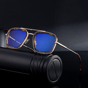 Lunettes de soleil à monture carrée, branches en métal, protection UV400, unisexe, pour l'extérieur, pare-soleil de classe 2, monture en plastique et métal - Product Image 3