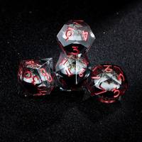 Ensemble de dés professionnels DND en résine nébuleuse à noyau liquide, 7 pièces, à bords vifs, polyédriques, pour jeux de table et collectionneurs