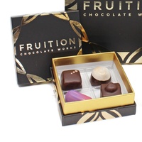 Noir Mini nouveau carton personnalisé luxe papier emballage biscuits bonbons cadeau boîte de chocolat avec insert