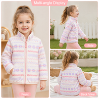 Veste polaire zippée pour filles, motif Fair Isle, douce et thermique, tendance, vêtements d'hiver chauds, multicolores