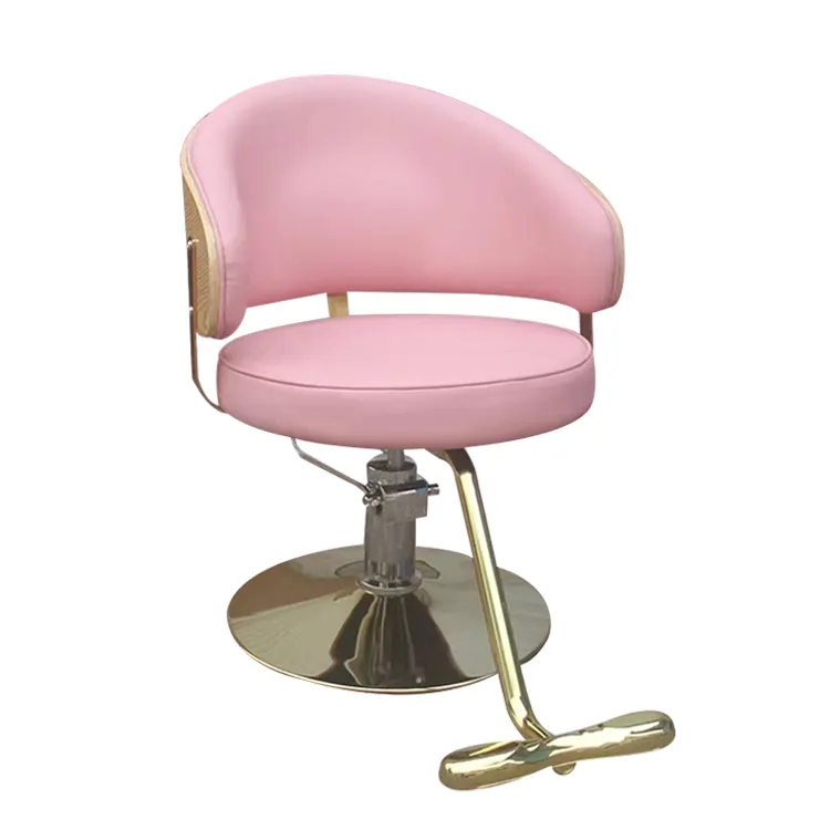 ピンクのリクライニングヘアカット理髪椅子理髪椅子椅子ピンクのサロン家具セットモダンなデザインのヘアサロン機器
