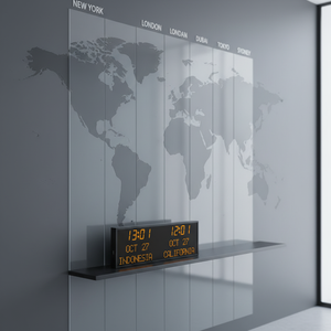 Nouvelle horloge murale CHEETIE CP30C 2026 personnalisable avec LED rouges pour les étiquettes de zone et la date, grande horloge à fuseaux horaires mondiaux - Product Image 2