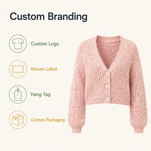 Suéter Cárdigan de Punto de Moda Invernal para <span class=keywords><strong>Mujer</strong></span>, Estilo Urbano, Color Rosa a Rayas, Mangas Largas Tipo Linterna, Holgado - Product Image 6