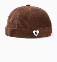 Chapeau Docker sans bord en velours côtelé avec logo brodé sur mesure Vente en gros