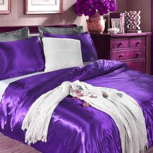 Juego de edredón Abp Collection Full XL, color morado satinado, juego de cama de 4 piezas con sábana ajustable y fundas de almohada - Product Image 1