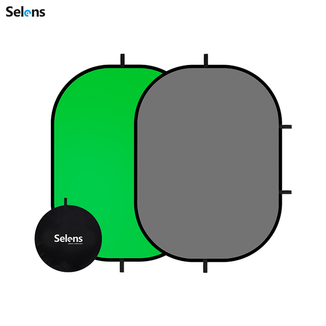 Selens Green Grey 150x200cm Photography Backdrop Screen Background Chromakey Pop up Collapsible Muslin for YouTube Photo Studio