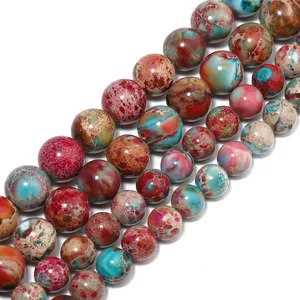 Cuentas Redondas de Jaspe Natural de Sedimento Marino, Color Rojo Imperial, Modelo F19217, para Fabricación de Joyería, Collar Hecho a Mano, 6/8mm, KUOYU - Product Image 2