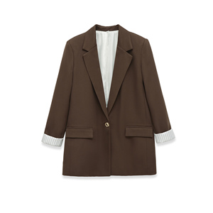Blazer Casual da Donna con Bottone Singolo, Colore Unico, Manica Lunga e Colletto a Risvolto in Due Varianti di Colore - Product Image 2