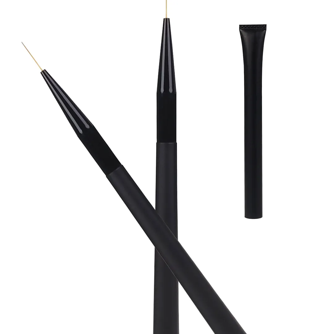 Professional Nail Art Painting Drawing Tools Black Squared Handle UV Gel Series Liner Nail Polish Brush With Nylon Hair