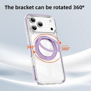 เคสโทรศัพท์อะคริลิกใสแบบใช้งานได้จริง พร้อมขาตั้งวงแหวนหมุนได้ 360 องศา ป้องกันเลนส์และหน้าจอ สำหรับ iPhone 18 Pro Pro Max - Product Image 2