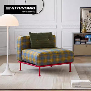 Canapé modulaire moderne à trois places rectangulaire en tissu Haggis à carreaux de laine, garni d'éponge, amovible et lavable pour salon - Product Image 5