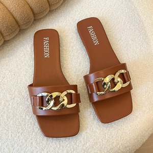 Sandalias de Punta Abierta con Cadena Dorada, Primavera/Verano 2026, Nuevas y Más Vendidas, para Mujer, Elegantes y a la Moda, Color Caramelo, Cómodas - Product Image 3