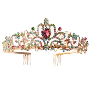 Nueva corona de diamantes de imitación tiara nupcial corona diadema adorno de boda