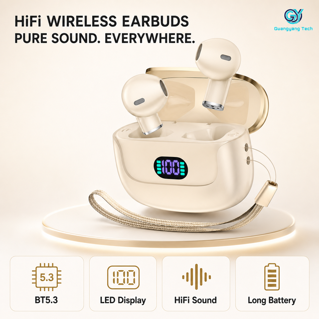 J38 TWS Wireless Earbuds V5.3 Headphones Noise Cancelling HiFi Sound LED Power Display IPX5 Waterproof Gaming No Delay Earp