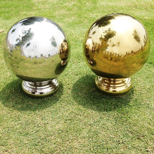 Зеркальные Позолоченные полые шарики из нержавеющей стали для украшения лестниц с основанием для садовых украшений - Product Image 4