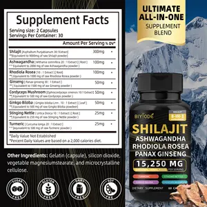 BlYODE Shilajit capsules pour l'énergie Capsules de mousse de mer Ashwagandha supplément de racine de bardane pour le soutien immunitaire poids sain