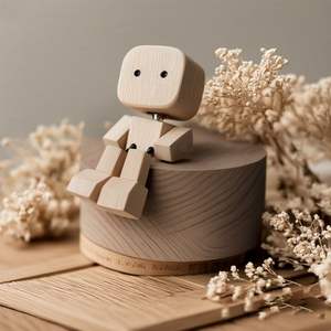 Poupée en bois qui secoue les pieds, figurine d'homme qui secoue la tête, accessoires magnétiques faits à la main pour tableau de bord de voiture, décoration de bureau, cadeaux pour femme - Product Image 3