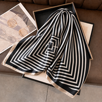Écharpe carrée en soie de mûrier 100% 90*90 personnalisée, imprimée, rétro, ODM | Châle en satin de luxe tissé jacquard, design OEM, pour femmes, tendance