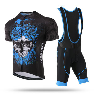 Conjunto de Jersey de Ciclismo para Hombre, Talla Grande, Estampado de Calavera, Manga Corta, Negro y Rojo, Transpirable, Secado Rápido, Elástico en Cuatro Direcciones, Protección UV - Product Image 3