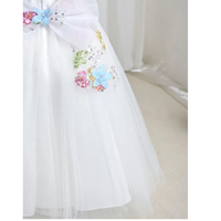 Robe de demoiselle d'honneur en tulle brodée de fleurs, robe de princesse pour enfants, costume de spectacle