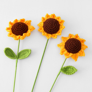 Classic Handmade Knitted Artificial Crochet Sunflower Crochet Flowers for Wedding Bouquet Diy Women's Mothers Day
