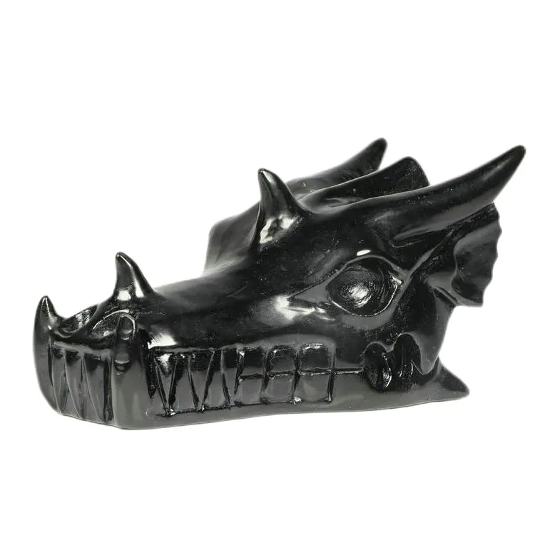 Wholesale Black Obsidian Dragon Skulls Hand Carved Healing Crystal Crafts Dragon Head