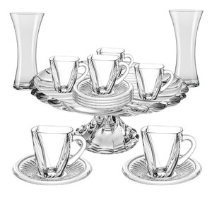 Crystalex Crystal Cup And Saucer Set 15 Piece Exquisite Gift For Housewarming Business Gifts - Product Image 1