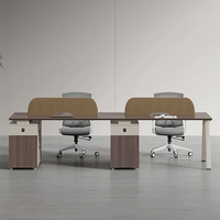 E0 Poste de travail de bureau moderne avec chaise, pour 1, 2, 4 ou 6 personnes, avec écran de séparation, table d'ordinateur et cloison en bois