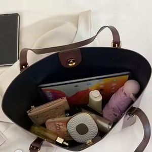 Bolso tote de gran capacidad para mujer, estilo diseñador, estampado completo, lona de algodón lisa, forro de PVC impermeable, color. - Product Image 6
