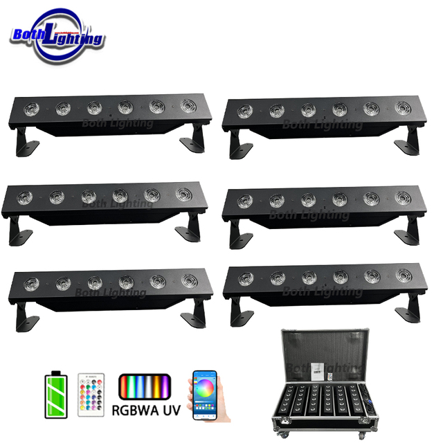 6*18w up Lighting Dj Lights RGBWA UV 6in1 LED Battery Powered Wireless Dmx bar Led Wall Washer Par for Battery Wedding Stage DJ