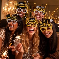 Lunettes de fête créatives pour le Nouvel An, en feutre noir et or avec paillettes, accessoires de photomaton pour la fête du réveillon du Nouvel An 2027