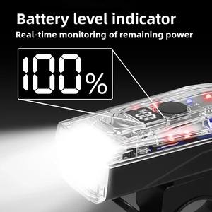 Luz Delantera para Bicicleta LED USB Recargable Multifunción con Pantalla Digital Impermeable Transparente para Ciclismo Nocturno y Uso en Exteriores - Product Image 5