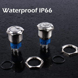 Aluminum IP65 Waterproof Momentary <strong>Push</strong> <strong>Button</strong> <strong>Switch</strong> Self-Reset Silver Shell 12V-24V 5Pins 1NO 1NC Plug Halo Ring LED Light - Product Image 5