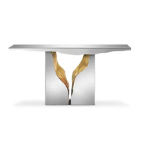 Plate-forme d'entrée de luxe légère Designer Art Sense Armoire de couloir Table de salon Console en acier inoxydable