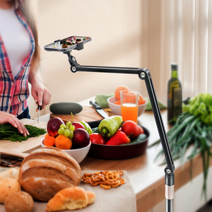 Giá đỡ máy tính bảng bằng kim loại có thể điều chỉnh, xoay được, có bánh xe, dùng cho iPad, máy tính bảng, xem video trên giường, bàn, hoặc đứng trên sàn nhà. - Product Image 2