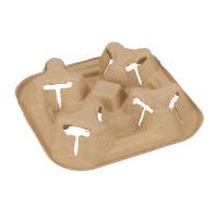 Porte-gobelets en pulpe de papier écologique pour 4 gobelets, support jetable pour gobelets à café
