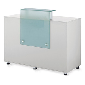 Comptoir de caisse Dongpin Beauty avec armoire de rangement DP-3307, plateau en bois et verre trempé pour magasin ou réception. - Product Image 2