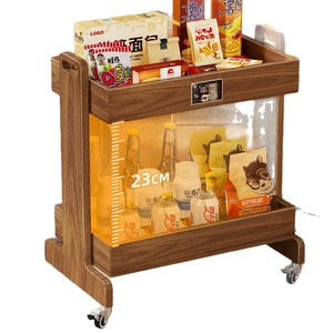 Chariot de rangement en bois à 2 niveaux avec roulettes pour le salon, les collations et les boissons - Product Image 5