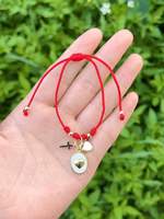 Bracelets en cordon rouge tendance pour femmes, plaqués or, avec breloques cœur et croix, chaîne réglable, bijoux porte-bonheur, ensembles cadeaux