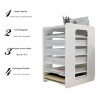 Organisateur de documents de bureau en plastique à 5 niveaux, support de classement multi-niveaux pour documents de bureau