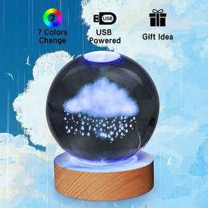 Venta al por Mayor de Lámparas Nocturnas Modernas RGB de 7 Colores, Adorno de Bola de Cristal 3D, Pequeña Lámpara Luminosa con Batería - Product Image 4