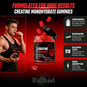 Gomitas <span class=keywords><strong>de</strong></span> Creatina Monohidrato Sin Azúcar, Suplementos Herbales Pre-Entrenamiento para el Crecimiento Muscular, Fuerza y Energía - Product Image 6