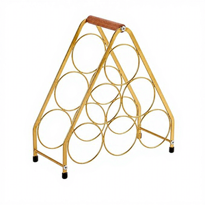 Moderno Portavasos de Vino de Latón con Asa de Madera Maciza, Diseño Minimalista para Muebles del Hogar - Product Image 3